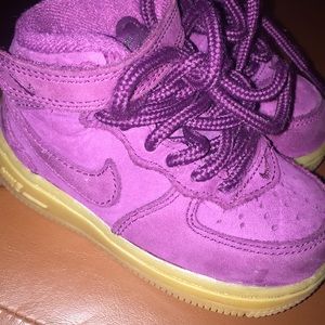 Purple high top AF1s.